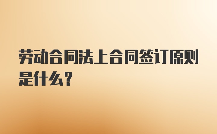 劳动合同法上合同签订原则是什么？