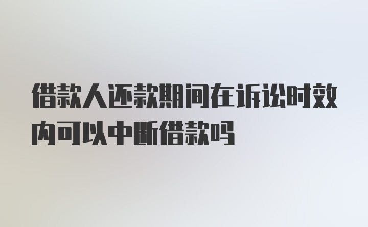 借款人还款期间在诉讼时效内可以中断借款吗