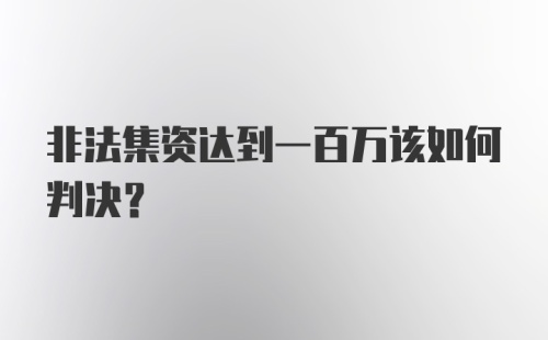 非法集资达到一百万该如何判决？