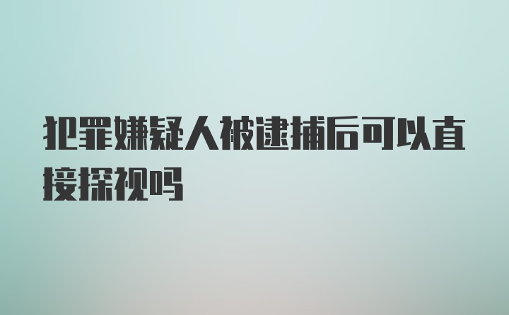 犯罪嫌疑人被逮捕后可以直接探视吗