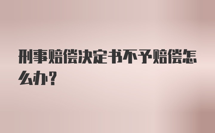 刑事赔偿决定书不予赔偿怎么办？