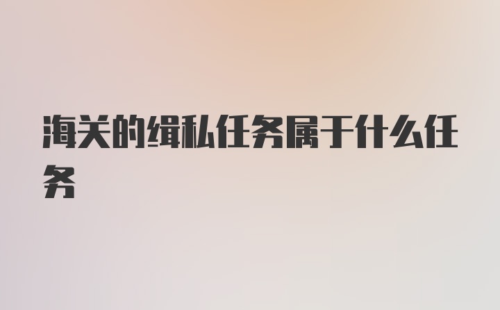 海关的缉私任务属于什么任务