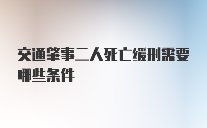 交通肇事二人死亡缓刑需要哪些条件