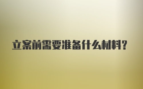 立案前需要准备什么材料?