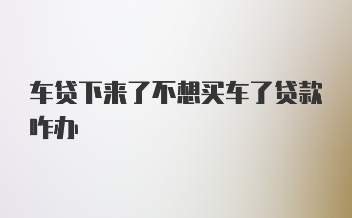 车贷下来了不想买车了贷款咋办