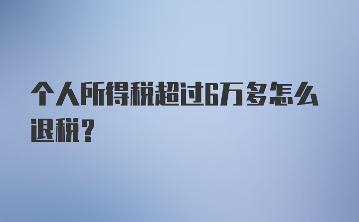 个人所得税超过6万多怎么退税？