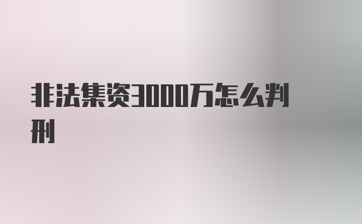 非法集资3000万怎么判刑