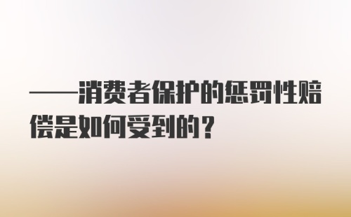 ——消费者保护的惩罚性赔偿是如何受到的？