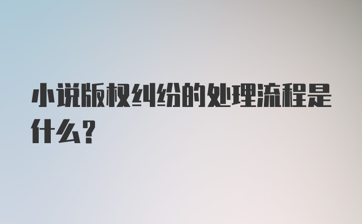 小说版权纠纷的处理流程是什么？