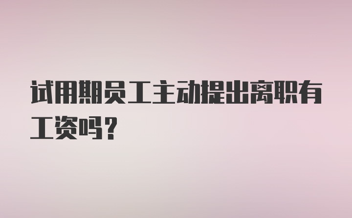 试用期员工主动提出离职有工资吗？