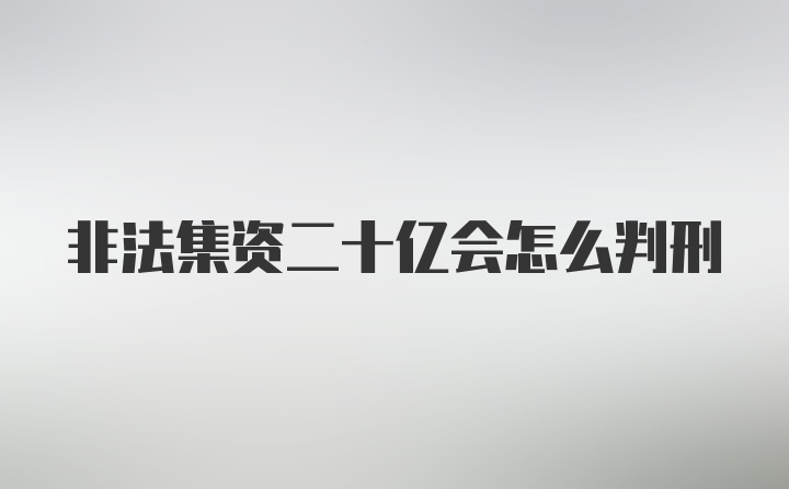 非法集资二十亿会怎么判刑