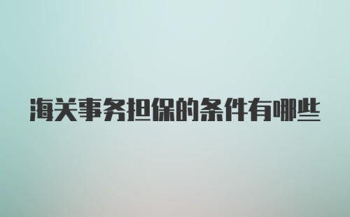 海关事务担保的条件有哪些