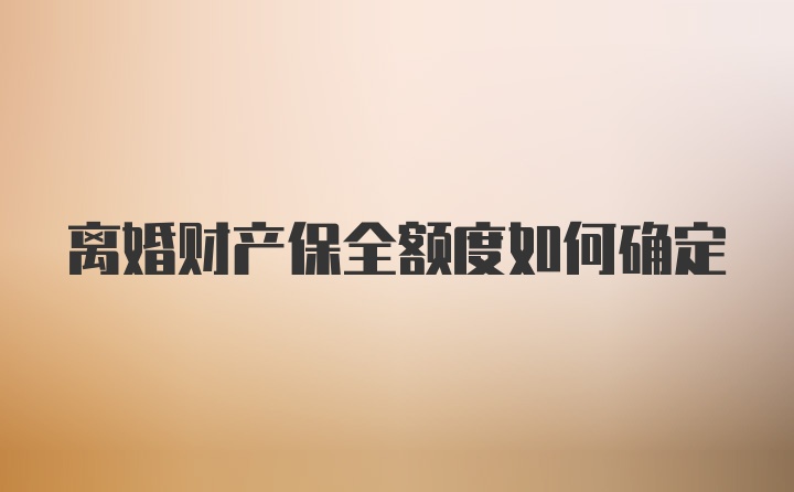 离婚财产保全额度如何确定