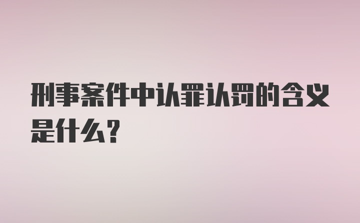 刑事案件中认罪认罚的含义是什么?