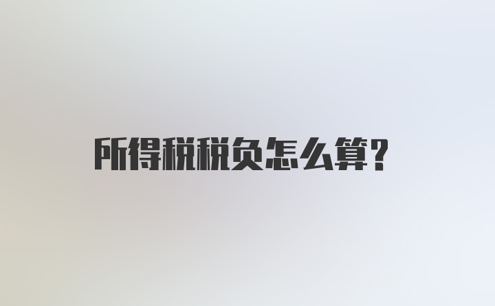 所得税税负怎么算？