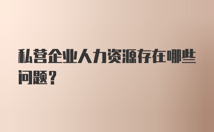 私营企业人力资源存在哪些问题?