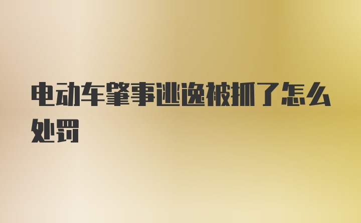 电动车肇事逃逸被抓了怎么处罚