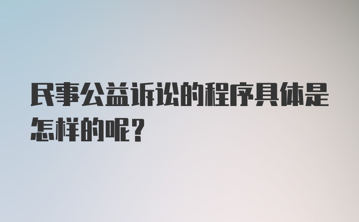 民事公益诉讼的程序具体是怎样的呢？