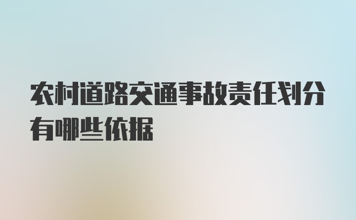 农村道路交通事故责任划分有哪些依据