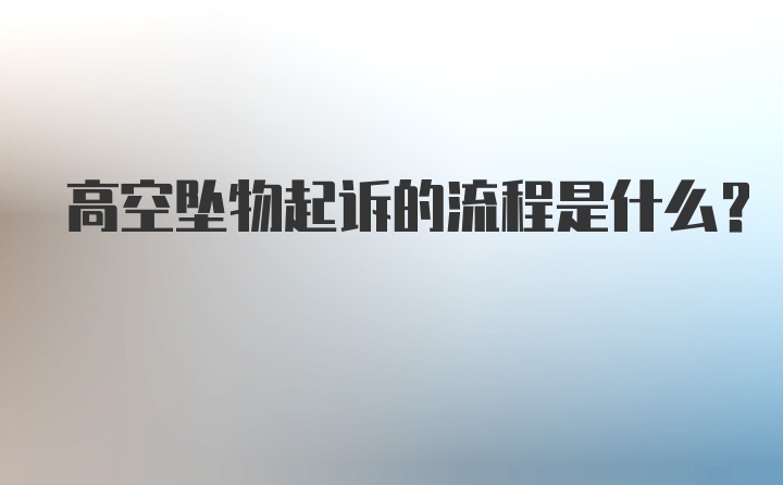 高空坠物起诉的流程是什么？