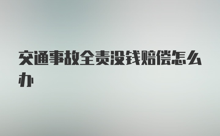 交通事故全责没钱赔偿怎么办