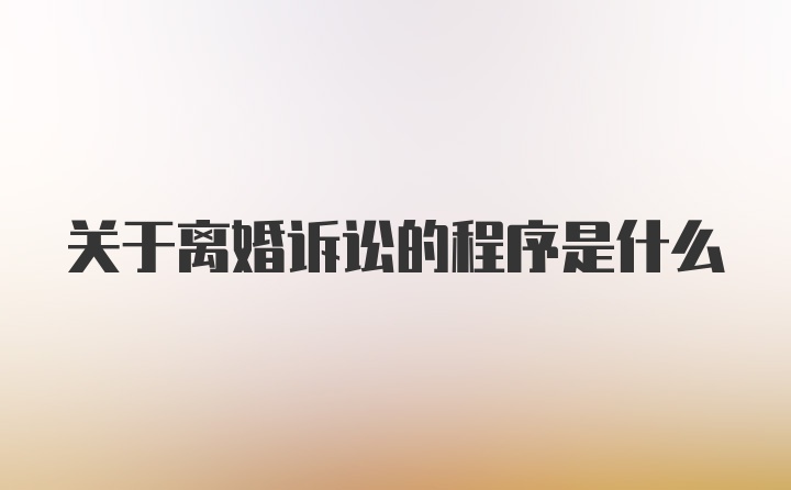 关于离婚诉讼的程序是什么