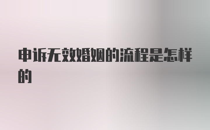 申诉无效婚姻的流程是怎样的