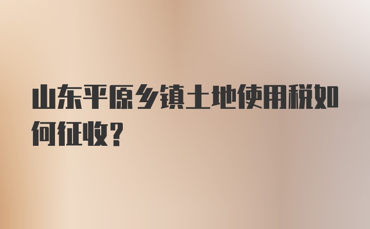 山东平原乡镇土地使用税如何征收？