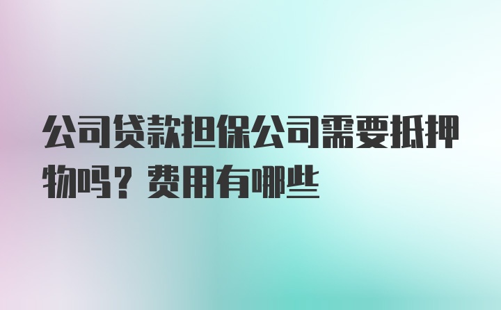 公司贷款担保公司需要抵押物吗？费用有哪些