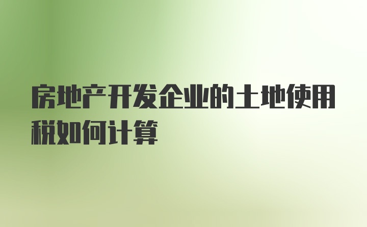 房地产开发企业的土地使用税如何计算