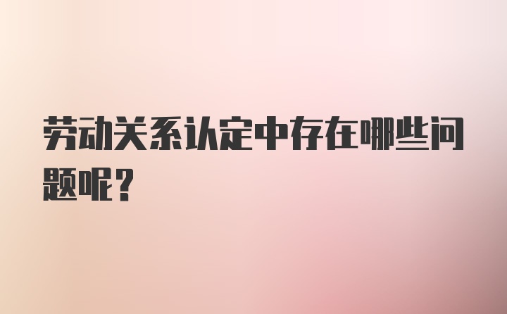 劳动关系认定中存在哪些问题呢？