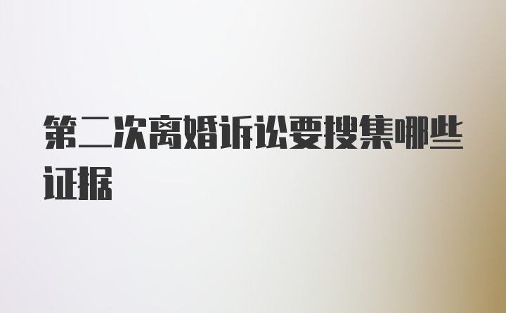 第二次离婚诉讼要搜集哪些证据