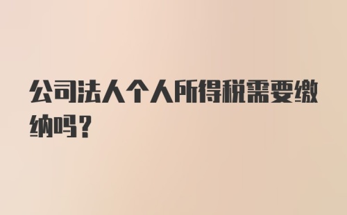 公司法人个人所得税需要缴纳吗？