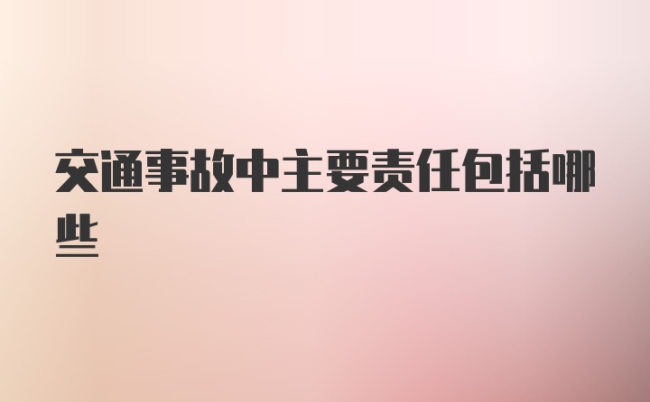 交通事故中主要责任包括哪些