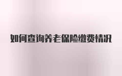 如何查询养老保险缴费情况