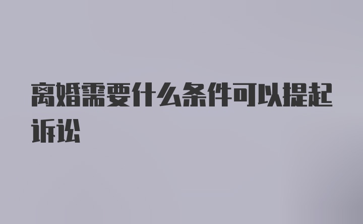 离婚需要什么条件可以提起诉讼