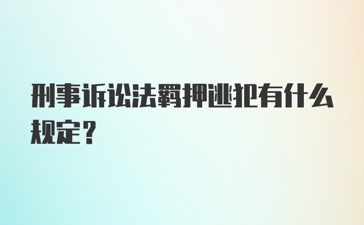 刑事诉讼法羁押逃犯有什么规定？