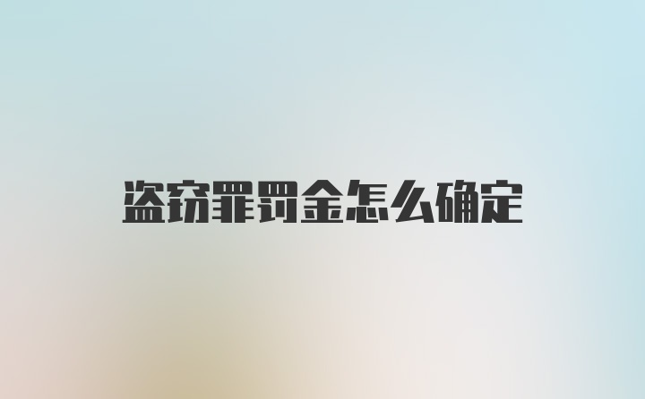 盗窃罪罚金怎么确定