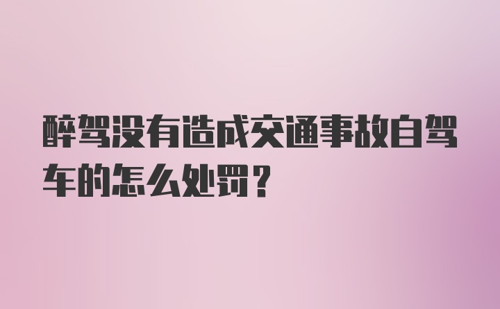 醉驾没有造成交通事故自驾车的怎么处罚？