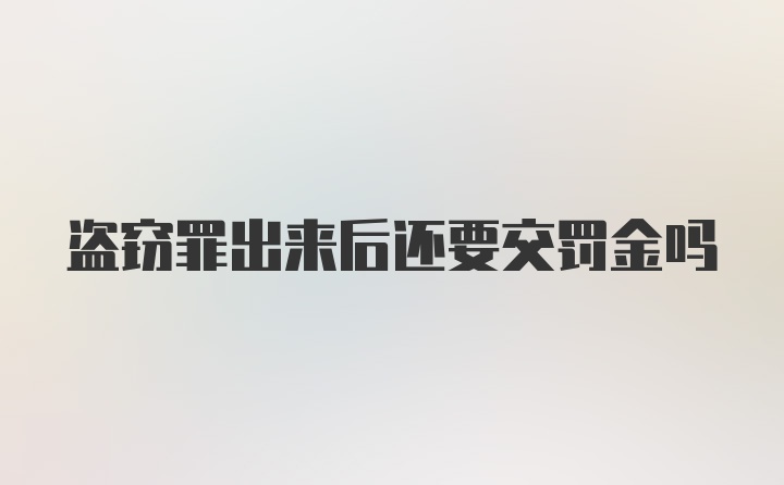 盗窃罪出来后还要交罚金吗