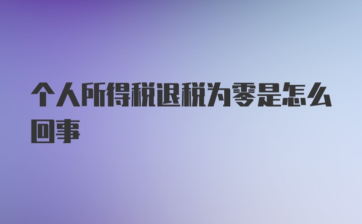 个人所得税退税为零是怎么回事