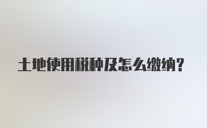 土地使用税种及怎么缴纳?