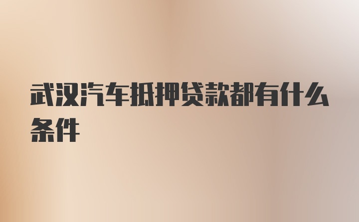 武汉汽车抵押贷款都有什么条件