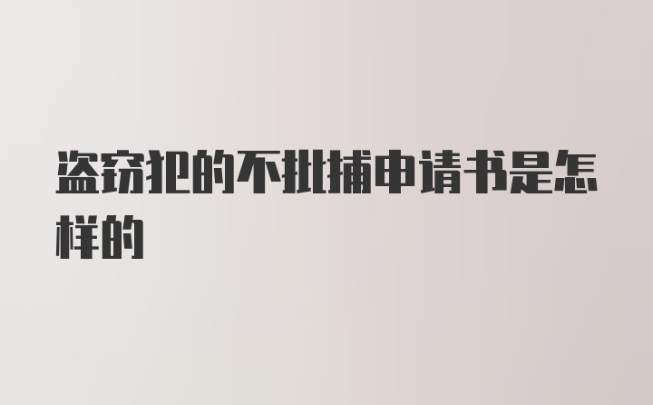 盗窃犯的不批捕申请书是怎样的