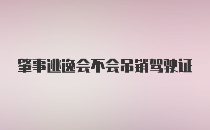 肇事逃逸会不会吊销驾驶证