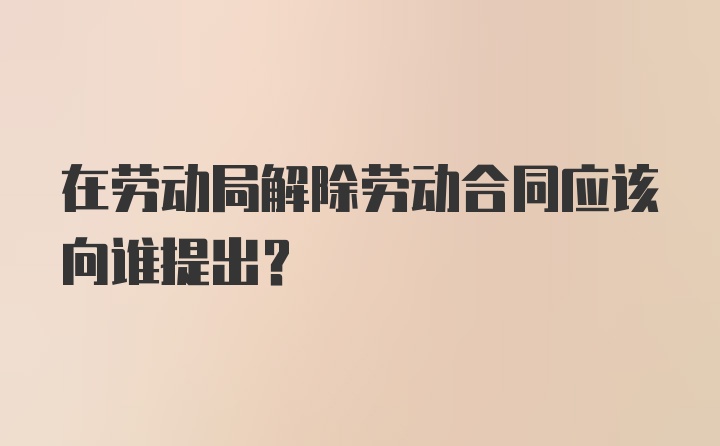 在劳动局解除劳动合同应该向谁提出？