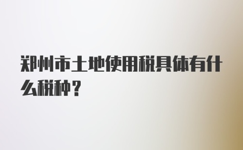 郑州市土地使用税具体有什么税种？