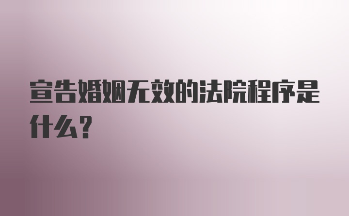 宣告婚姻无效的法院程序是什么？