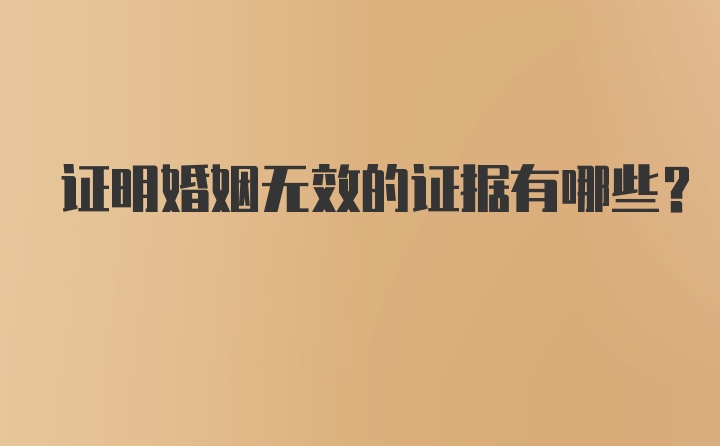 证明婚姻无效的证据有哪些？