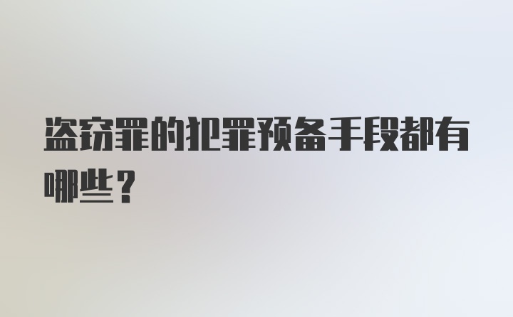 盗窃罪的犯罪预备手段都有哪些?